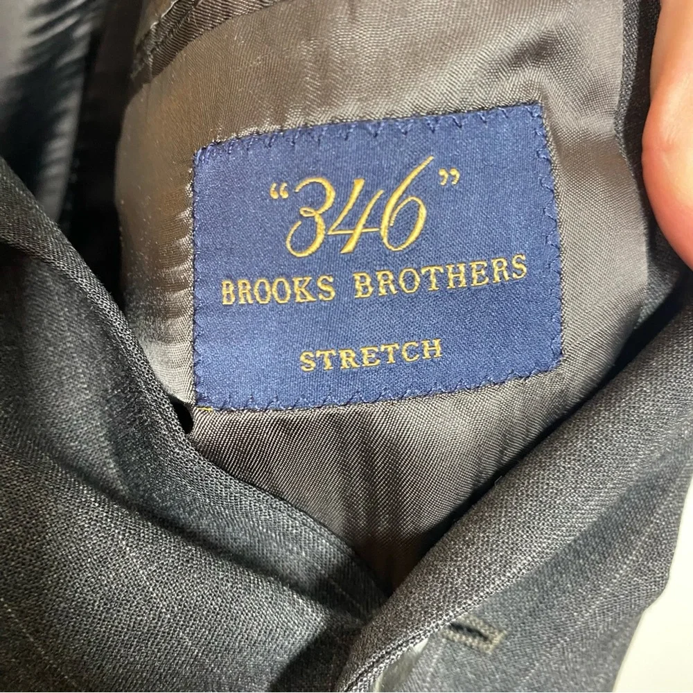 Brooks Brothers 346 Mens Stretch Navy Two Button Wool‎ Blend Sport Coat Size 43L